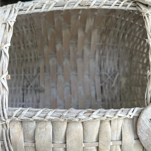 Gray Pig Wicker Basket Planter Large Hand Woven MCM Mid Century Vintage 50s 60s - Picture 7 of 9